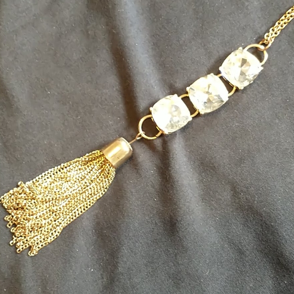Long gold and crystal necklace - Picture 2 of 2